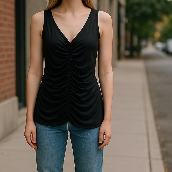 Black sleeveless blouse size medium - Picture 1 of 8